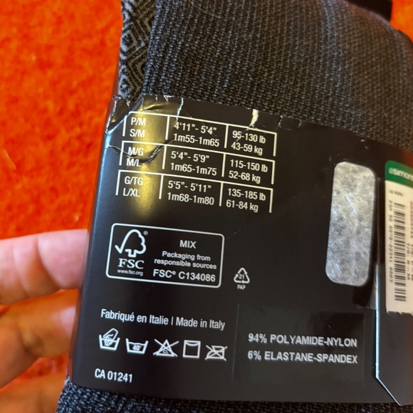 Charcoal gray diamonds pattern tights made in Italy NWT - Picture 5 of 5